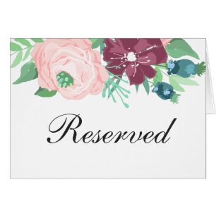 Modern Purple garden flowers. Reserved sign Cards