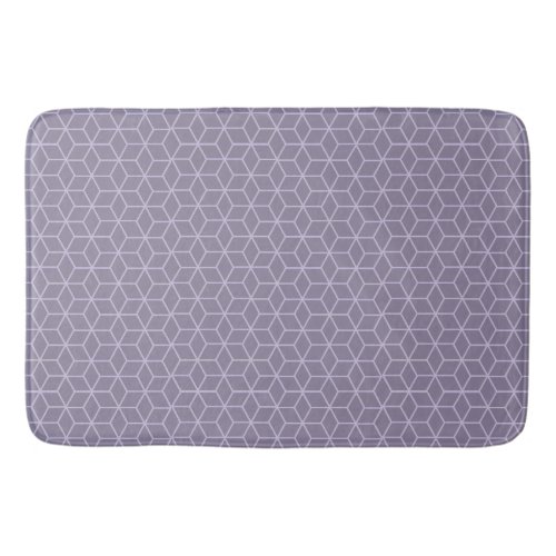 Modern Purple Geometric Cubes Pattern Bath Mat