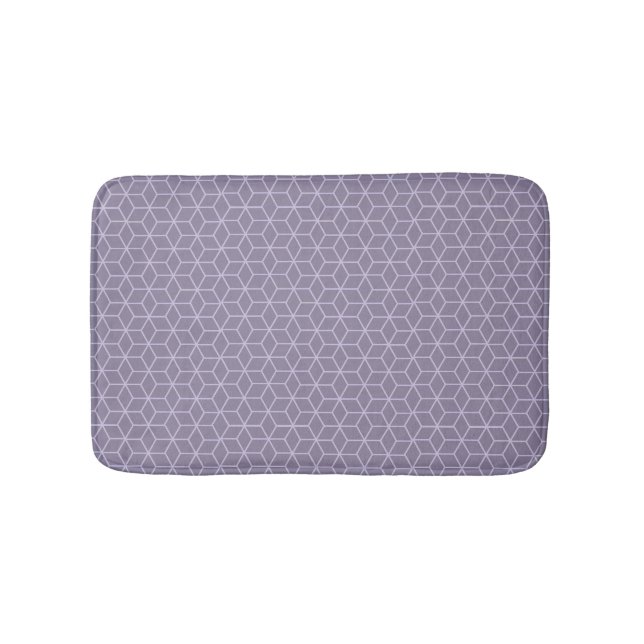 Modern Purple Geometric Cubes Pattern Bath Mat (Front)