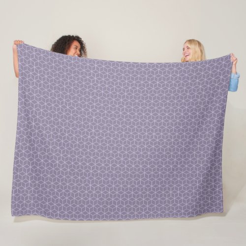 Modern Purple Geometric Cubes Pattern Fleece Blanket