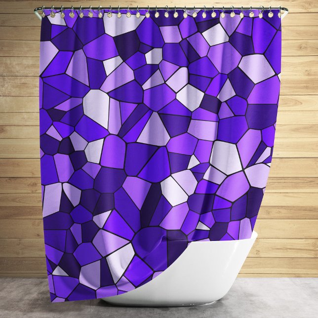 Modern Purple Geometric Mosaic Pattern Shower Curtain (Modern Purple Geometric Mosaic Pattern Shower Curtain)
