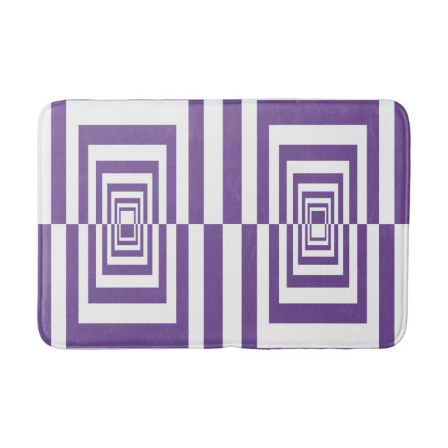 Modern Purple Geometric Pattern Bath Mat (Front)