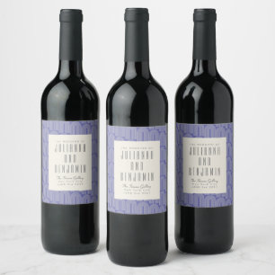 Modern Purple Geometric Personalized Name Wedding Wine Label