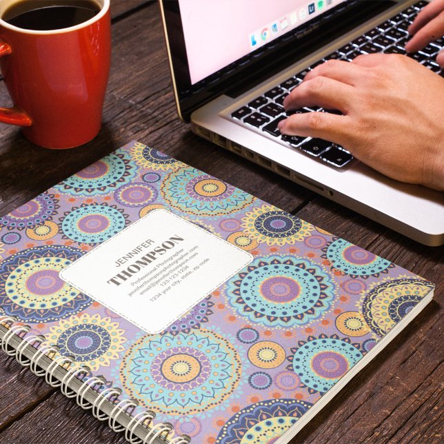 Modern Purple Geometric Planner | Personalized (Purple personalized geometric modern stylish notebook.)