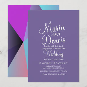 Modern Purple Geometrical Colorful Wedding Invitation