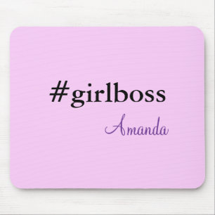 Modern Purple Girl Boss & Name best Girly Mouse Pad