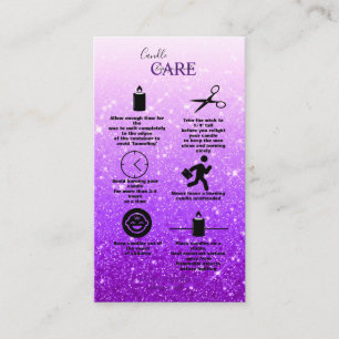 Modern  Purple Glitter Candle Care Business Card