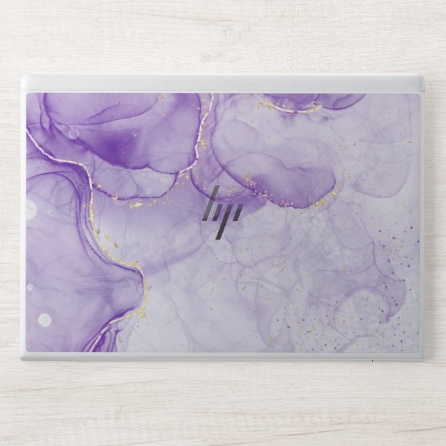 Modern purple glitter marble  HP laptop skin (Front)