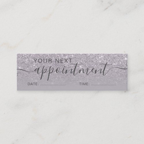 Modern purple glitter ombre lavender appointment mini business card
