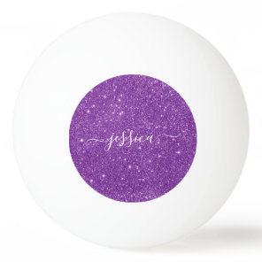 Modern purple glitter script name  ping pong ball