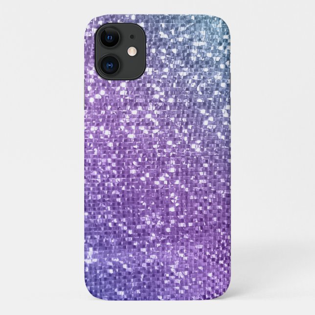 Modern Purple Glitter Shimmer Girly Ombre Pattern Case-Mate iPhone Case (Back)