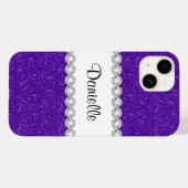 Modern Purple Glitter Sparkle Print iPhone 14 Case (Back (Horizontal))