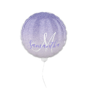 Modern Purple Glitter Sparkles Personalized Name Balloon
