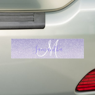 Modern Purple Glitter Sparkles Personalized Name Bumper Sticker