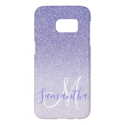 Modern Purple Glitter Sparkles Personalized Name Samsung Galaxy S7 Case