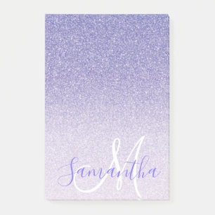 Modern Purple Glitter Sparkles Personalized Name Post-it Notes
