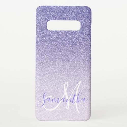 Modern Purple Glitter Sparkles Personalized Name Samsung Galaxy S10+ Case