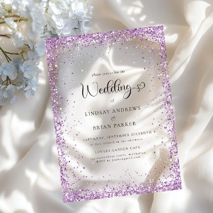 Modern Purple Glitter Wedding Acrylic Invitations