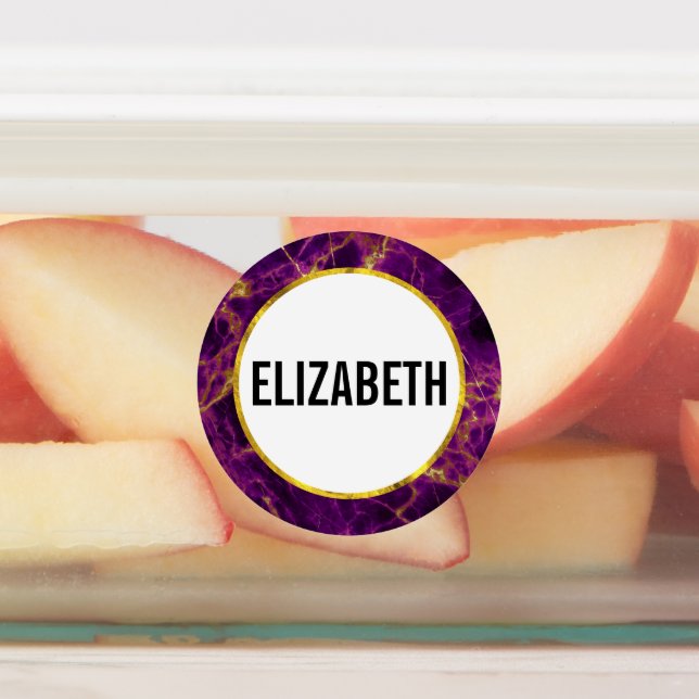 Modern Purple & Gold Abstract Marble Labels (Affixed)