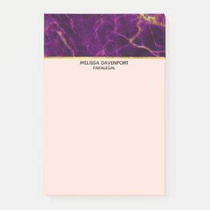 Modern Purple & Gold Abstract Marble Post-it Notes