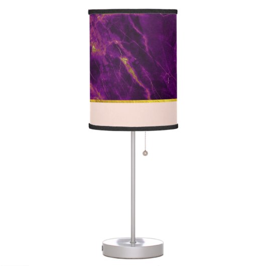 Modern Purple & Gold Abstract Marble Table Lamp (Left)