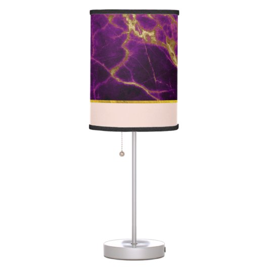 Modern Purple & Gold Abstract Marble Table Lamp (Right)