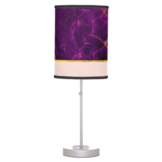 Modern Purple & Gold Abstract Marble Table Lamp (Front)