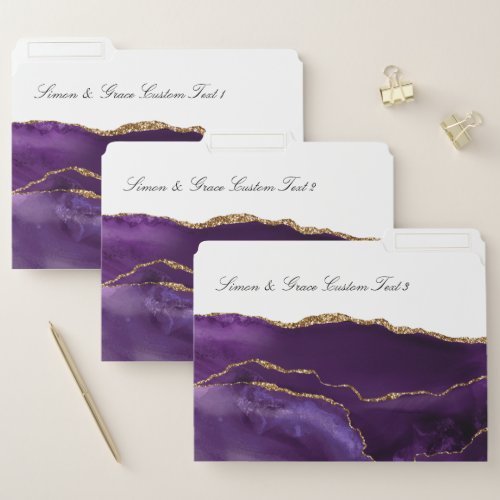 Modern Purple Gold Agate Business Organizational  File Folder