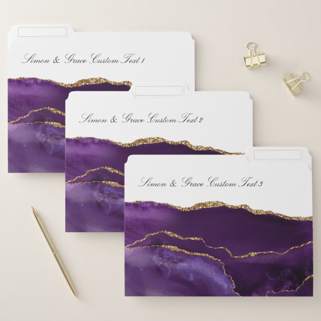 Modern Purple Gold Agate Business Organizational  File Folder (Set)