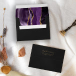 Modern Purple Gold Agate Dark Wedding Envelope<br><div class="desc">The inside of this elegant modern wedding invitation envelope features a purple watercolor agate design trimmed with faux gold glitter. Customize the back flap with the names of the bride and groom in gold colored handwriting script and return address in copperplate font on an off-black background.</div>