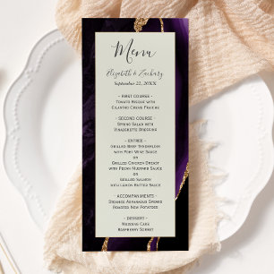 Modern Purple Gold Agate Ivory Wedding Menu