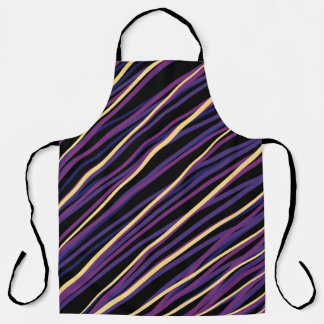 Modern Purple & Gold Diagonal Stripes Apron