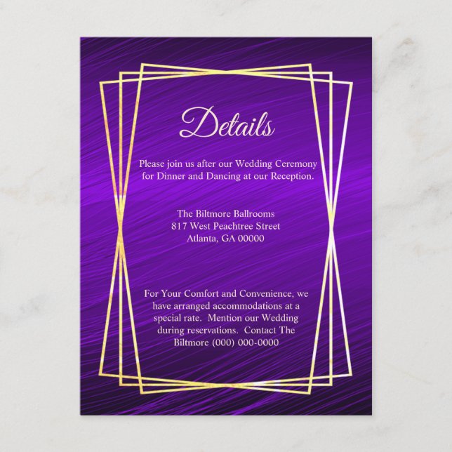 Modern Purple Gold Frame Enclosure Card (Front)
