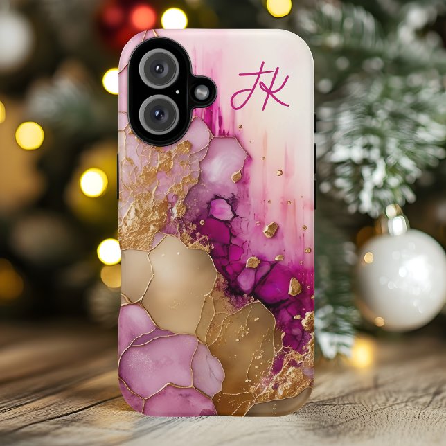 Modern Purple Gold Marble Monogram Personalized Case-Mate iPhone Case (Creator Uploaded)