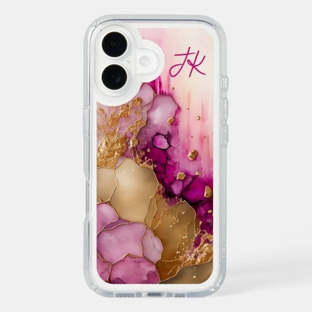 Modern Purple Gold Marble Monogram Personalized Speck iPhone Case (Front)