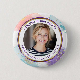 Modern Purple & Gold Pastel Forever in our Hearts Button