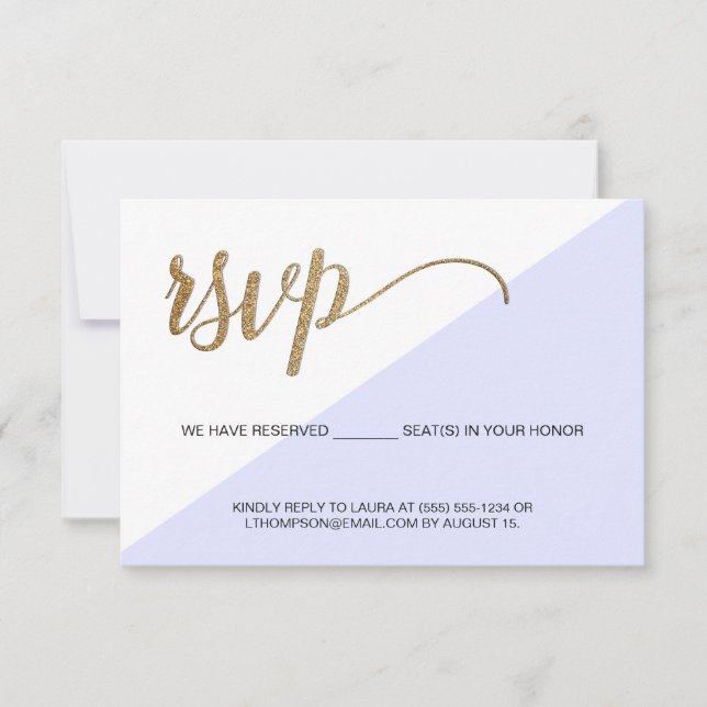 Modern Purple Gold RSVP no mailing Reserved Seat (Front)