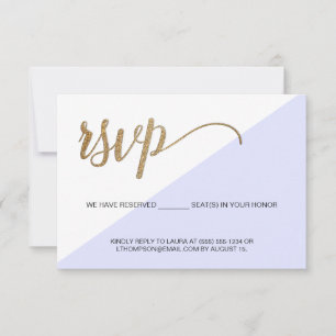 Modern Purple Gold RSVP no mailing Reserved Seat Card