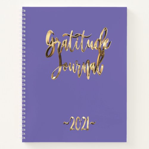 Modern Purple Gold Script Gratitude Journal 2021