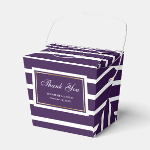 Modern Purple Gold Wedding Thank You Favor Boxes