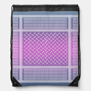 Modern Purple Gradient Keffiyeh Pattern Drawstring Bag