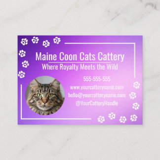Modern Purple Gradient Maine Coon Cattery Business Card