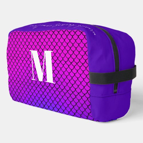 Modern Purple Gradient Mermaid Scale Monogram Dopp Kit