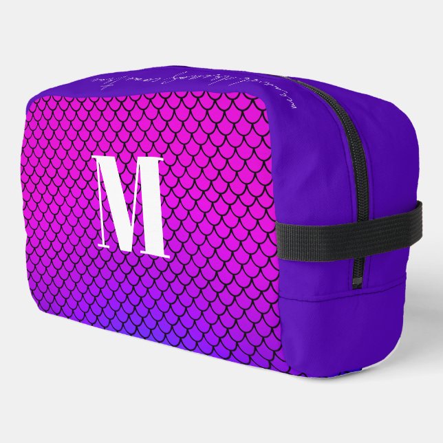 Modern Purple Gradient Mermaid Scale Monogram Dopp Kit (Left Corner)