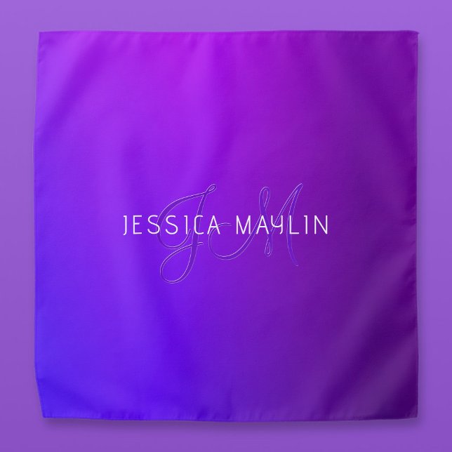 Modern Purple Gradient Name & Monogram  Bandana (Creator Uploaded)