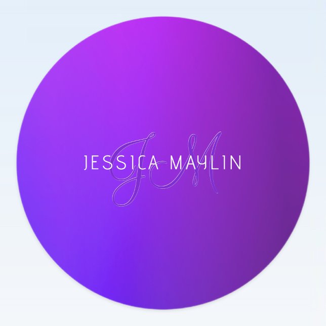 Modern Purple Gradient Name & Monogram  Labels (Creator Uploaded)