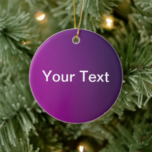 Modern Purple Gradient Ombre  Editable White Text Ceramic Ornament