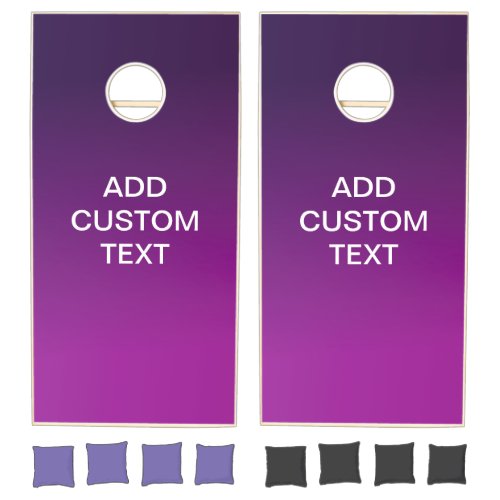 Modern Purple Gradient Ombre  Editable White Text Cornhole Set