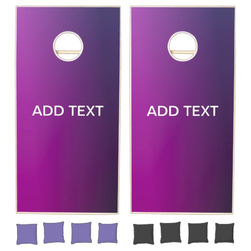 Modern Purple Gradient Ombre  Editable White Text Cornhole Set