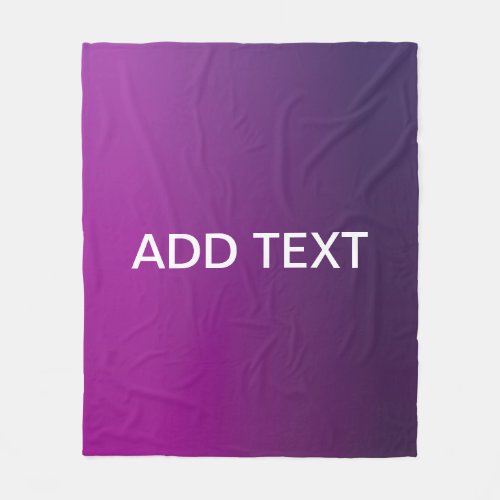 Modern Purple Gradient Ombre  Editable White Text Fleece Blanket